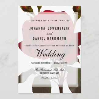 Invitación Boda Botánico Rosa Rojo Moderno