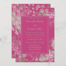 Invitación Boda botánico rosa y verde acuarela