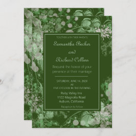 Invitación Boda botánico rosa y verde acuarela
