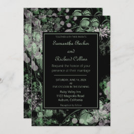 Invitación Boda botánico rosa y verde acuarela