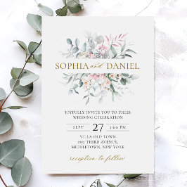 Invitación Boda botánico Rubor Floral Eucalyptus