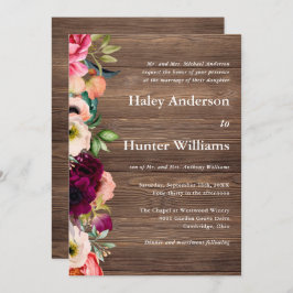Invitación Boda Botánico Rustic Barn Wood Boho