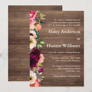 Invitación Boda Botánico Rustic Barn Wood Boho