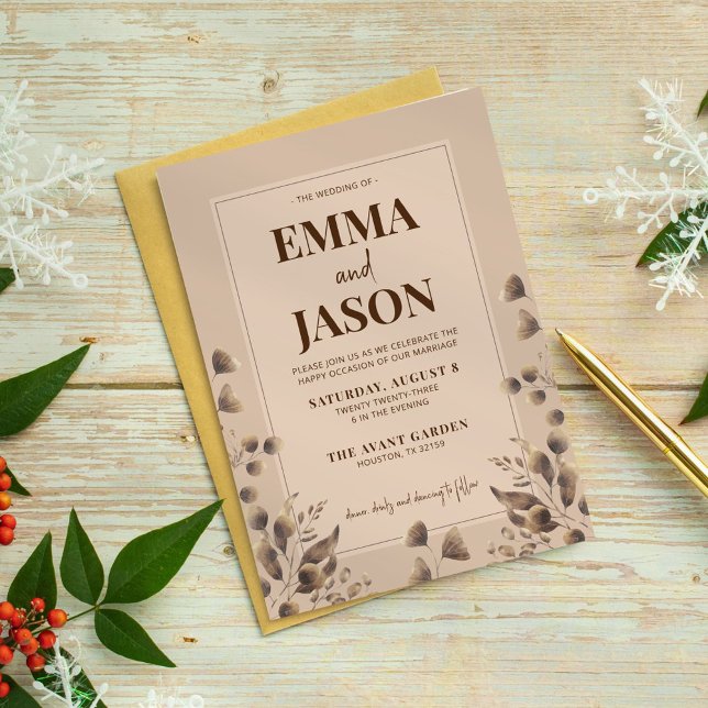Invitación Boda Botánico Rústico Brown (Subido por el creador)