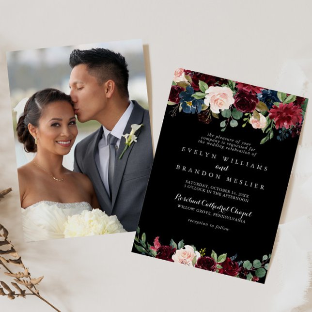 Invitación Boda Botánico Rústico Negro (Subido por el creador)