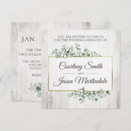 Invitación Boda Botánico Rústico Wood Southern Cotton