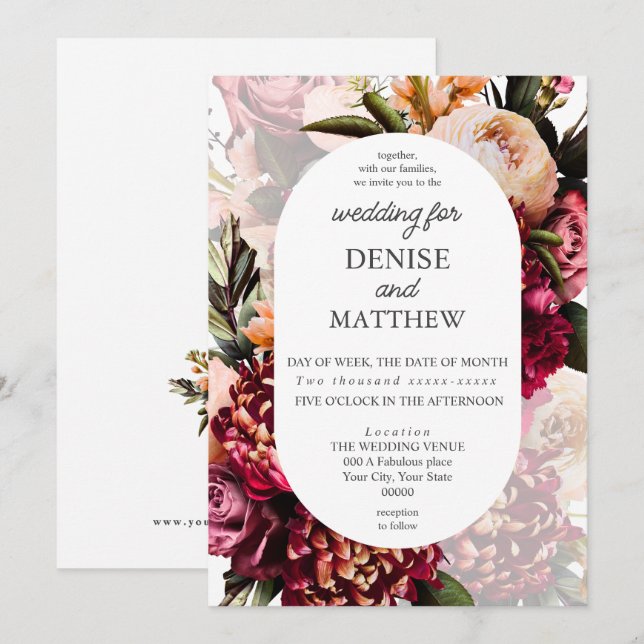 Invitación Boda botánico suave (Anverso / Reverso)