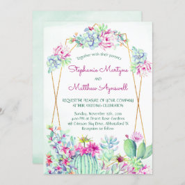 Invitación Boda Botánico Suculento Geométrico Cactus