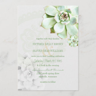 Invitación Boda Botánico Suculento Moderno