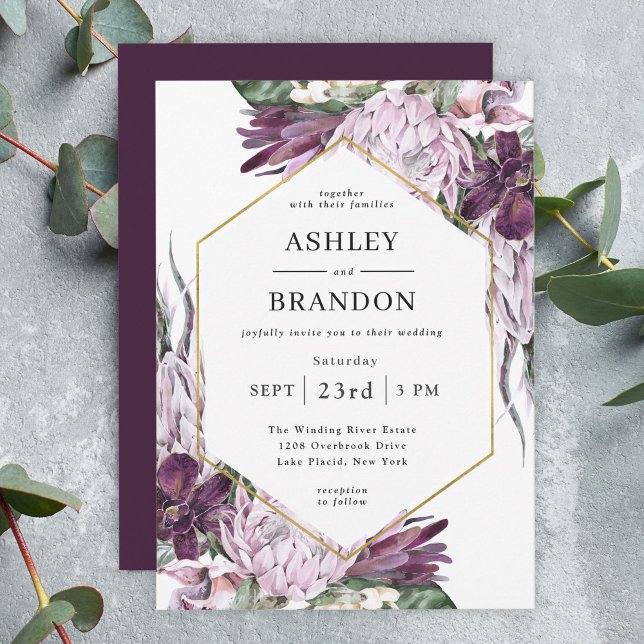 Invitación Boda Botánico Tropical Boho Purple Plum (Subido por el creador)