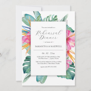 Invitación Boda botánico tropical Ensayo Cena