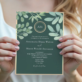 Invitación Boda botánico verde esmeralda
