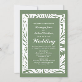 Invitación Boda Botánico Verde y Blanco Olivo