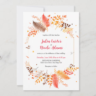 Invitación Boda Botánico Wild Forest Fern Moss Mushroom