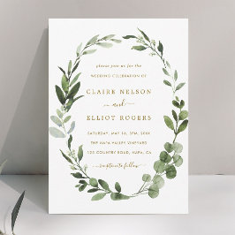Invitación Boda Botánico Wreath Gold