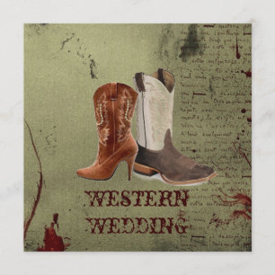 Invitación boda botas de vaquero occidental casándose