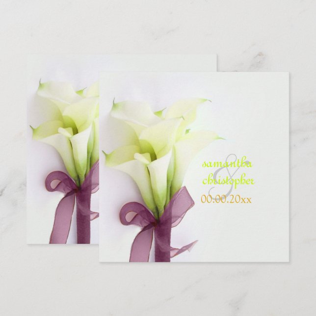 Invitación BODA BOUQUET DE LA CALLA BLANCA DE PixDezines (Anverso / Reverso)