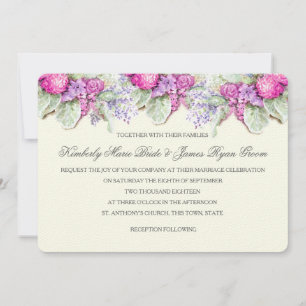 Invitación Boda Bouquet Purples Watercolor