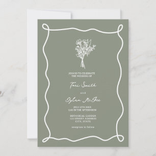 Invitación Boda Bouquet Swirl Sage Green