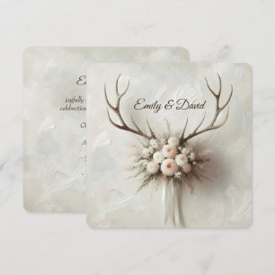 Invitación Boda Bouquet y Deer Antlers