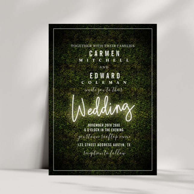 Invitación Boda Boxwood de Rótulo de neón blanco (Subido por el creador)