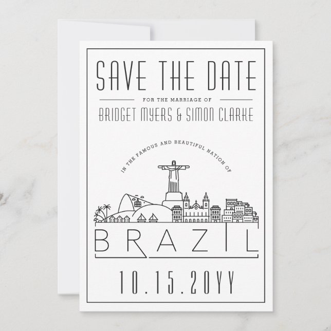 Invitación Boda Brasil Silueta Estilizada del Cielo Fecha par (Anverso)