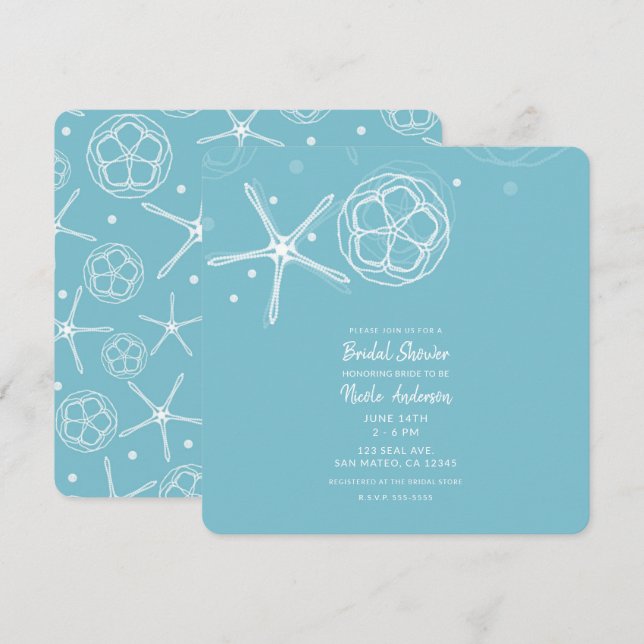 Invitación Boda Bridal Bridal de White & Pearfish (Anverso / Reverso)