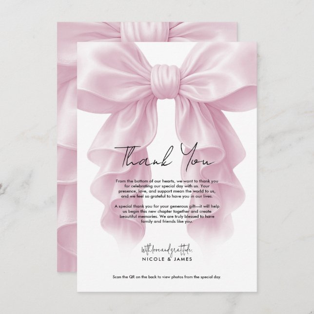 Invitación Boda Bridal De Ruffle Bow Rosado (Anverso / Reverso)