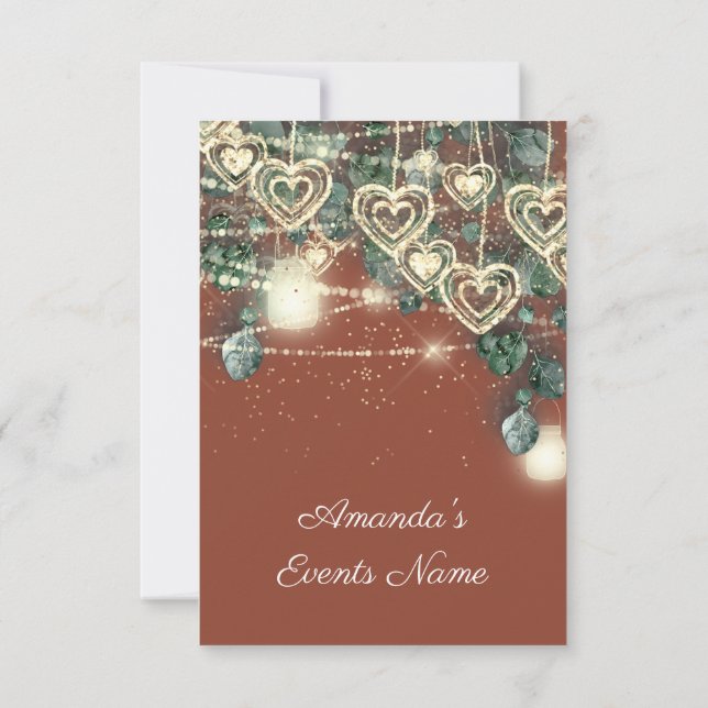 Invitación Boda BRIDAL Shower Coral Green Sweet 16th (Reverso)