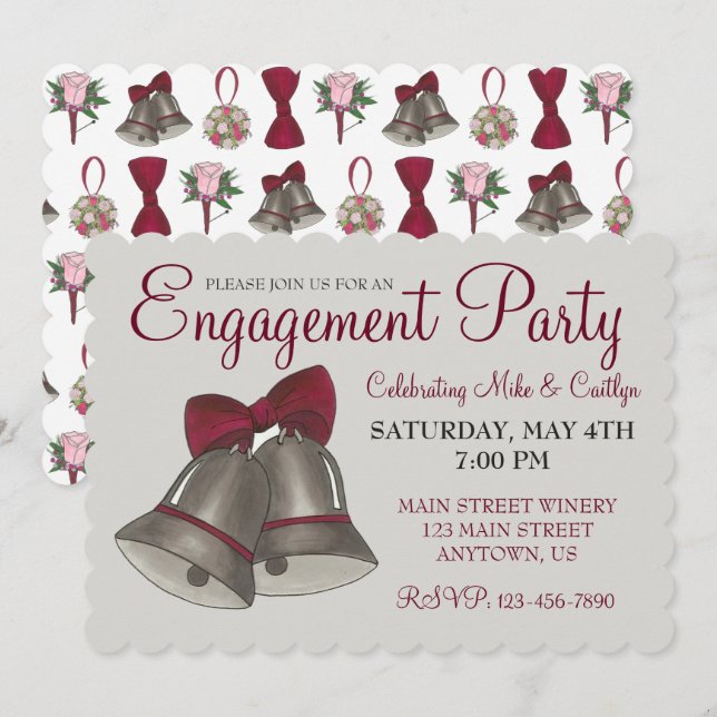 Invitación Boda Bridal Shower Engagement Party Silver Bell (Anverso / Reverso)