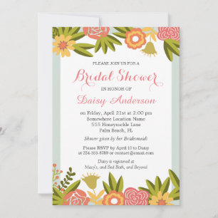 Invitación Boda Bridal Shower Moda Jardín Flores florecientes