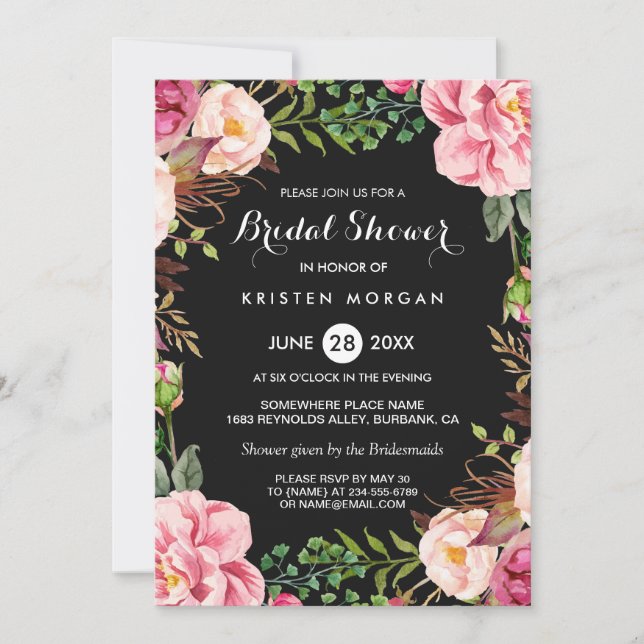 Invitación Boda Bridal Shower Romántica Floral Wreath Wrap (Anverso)