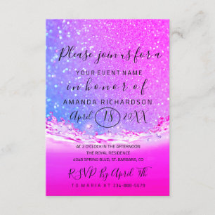 Invitación Boda Bridal Shower Waves Ombre Fuchsia Rosa