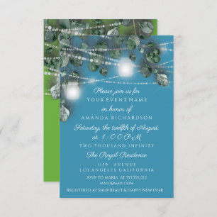 Invitación Boda Bride Encende Alarma Verde Rústico Azul Fresc