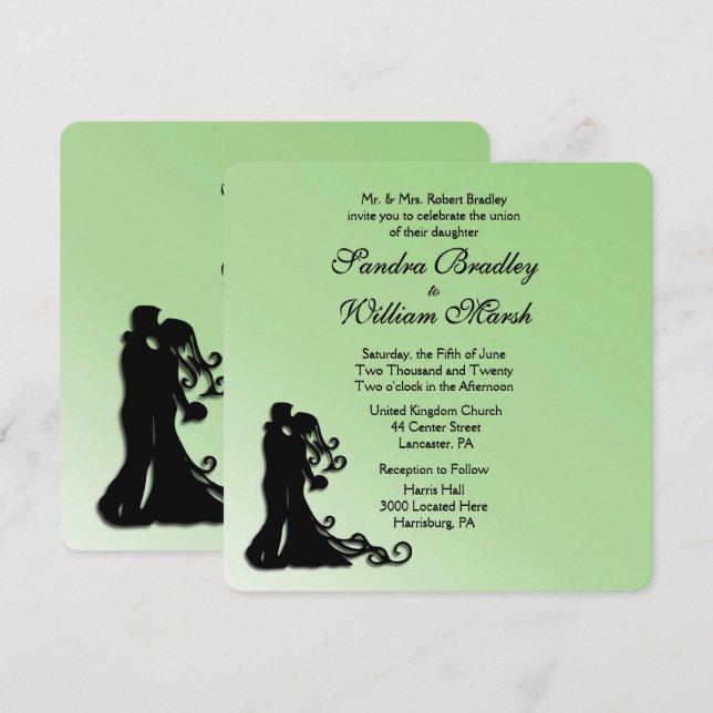 Invitación Boda Bride y Groom Green (Anverso / Reverso)