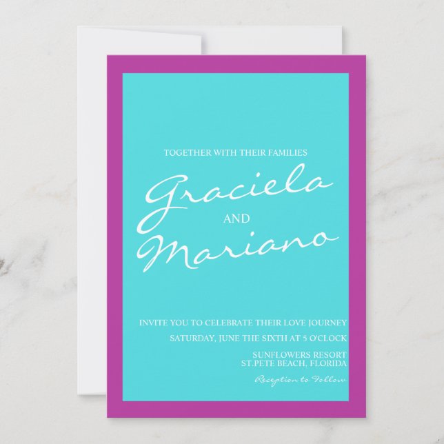 Invitación Boda Bright Purple Blue Bold (Anverso)