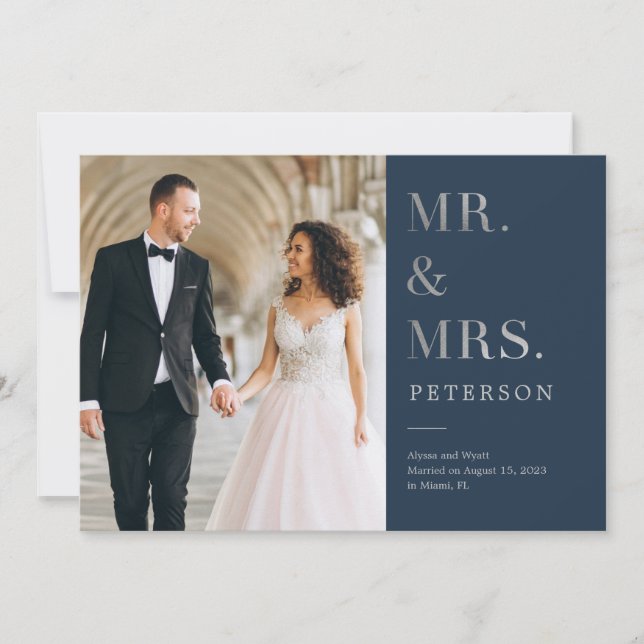 Invitación Boda brillante brillante plateado (Anverso)