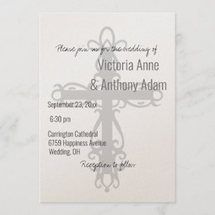 Invitación Boda brillante de champán cristiano de cruz religi
