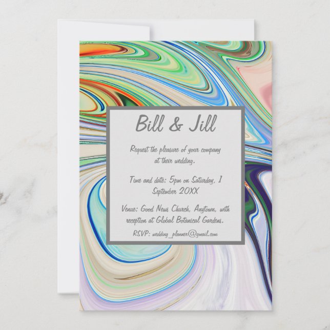 Invitación Boda brillante de mármol líquido (Anverso)