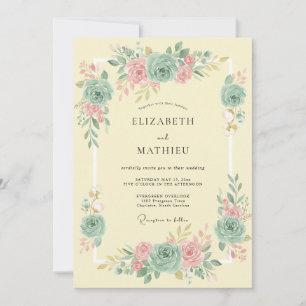 Invitación Boda Brillante de Primavera Rosa Turquesa