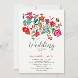 Invitación Boda brillante rosa rojo floral