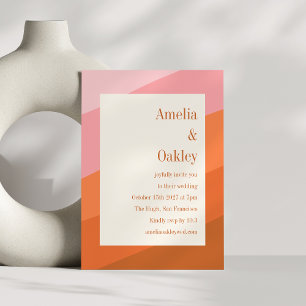 Invitación Boda Brillante y Audaz de Terracota Naranja Rosa B