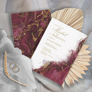Invitación Boda Brillo de Mármol Burgundy Oro ID644
