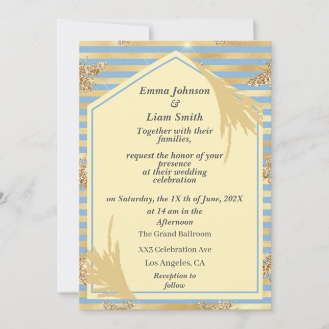 Invitación Boda Brillo Falso Abeja de Miel (Anverso)