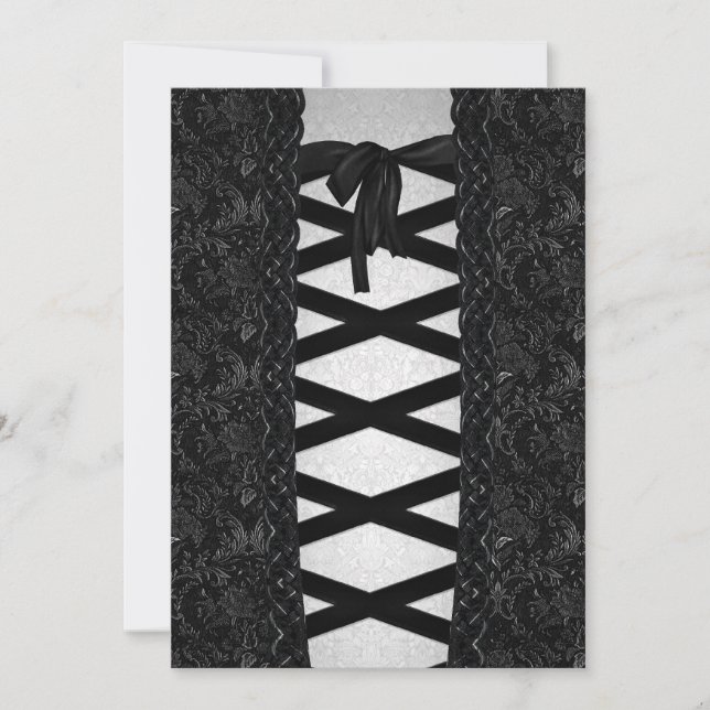 Invitación Boda Brocade Corset Look Gótico (Anverso)