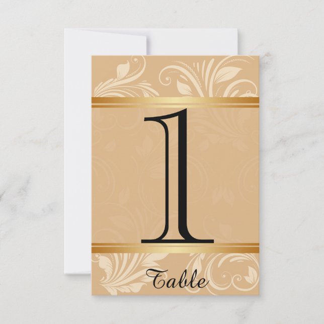 Invitación Boda bronce moderno Número de tabla (Anverso)