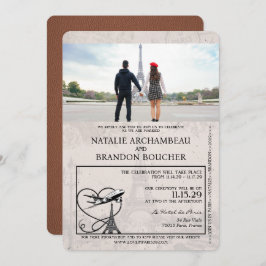 Invitación Boda Brown Paris Passport