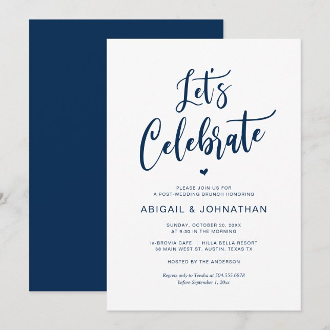 Invitación Boda Brunch, come, celebremos (Anverso / Reverso)