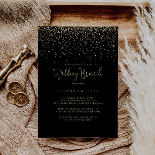 Invitación Boda Brunch con guión de oro de confetti