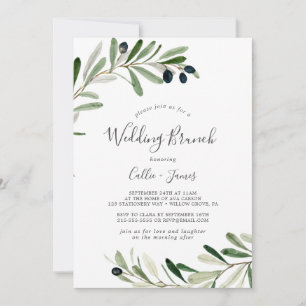 Invitación Boda Brunch de rama de oliva moderna